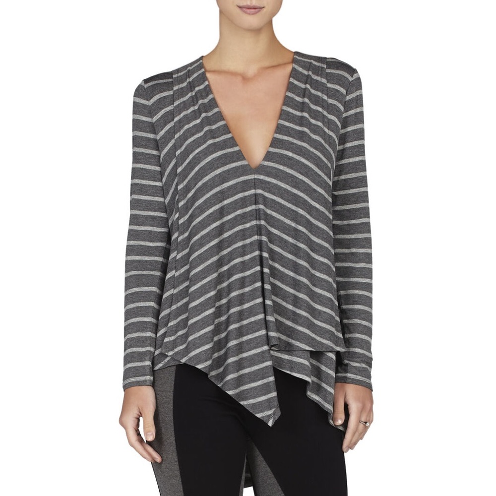 BCBG Trishna Long Sleeve Asymmetrical Hem Top